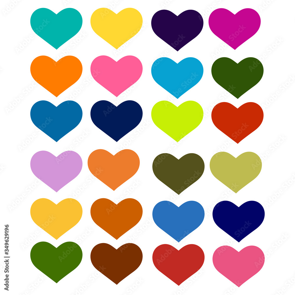 Color heart, set of vector illustrations