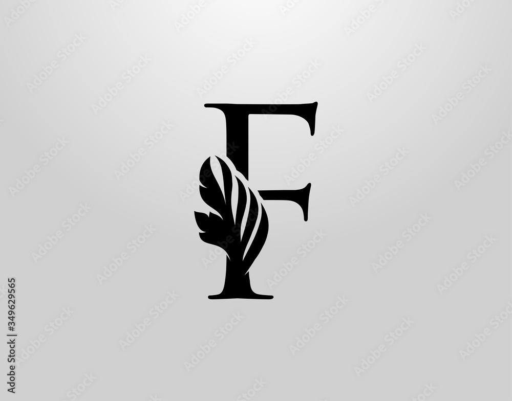 Initial F Swirl Logo. Classic F Letter Design Vector with Black Color and Floral Hand Drawn. Initial F Swirl Logo. Classic F Letter Design Vector with Black Color and Floral Hand Drawn.