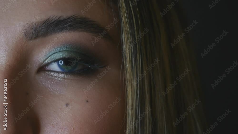 Closeup view of woman face with makeup