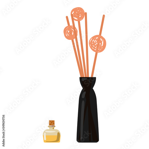 Aroma diffuser, aroma and smoke. Vector illustration.