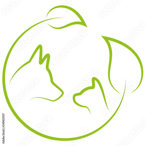 Hund, Katze und Blätter, Pflanze, Tierheilpraktiker, Tier Logo