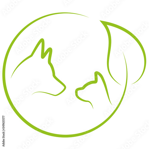 Hund, Katze und Blatt, Pflanze, Tierheilpraktiker, Tier Logo