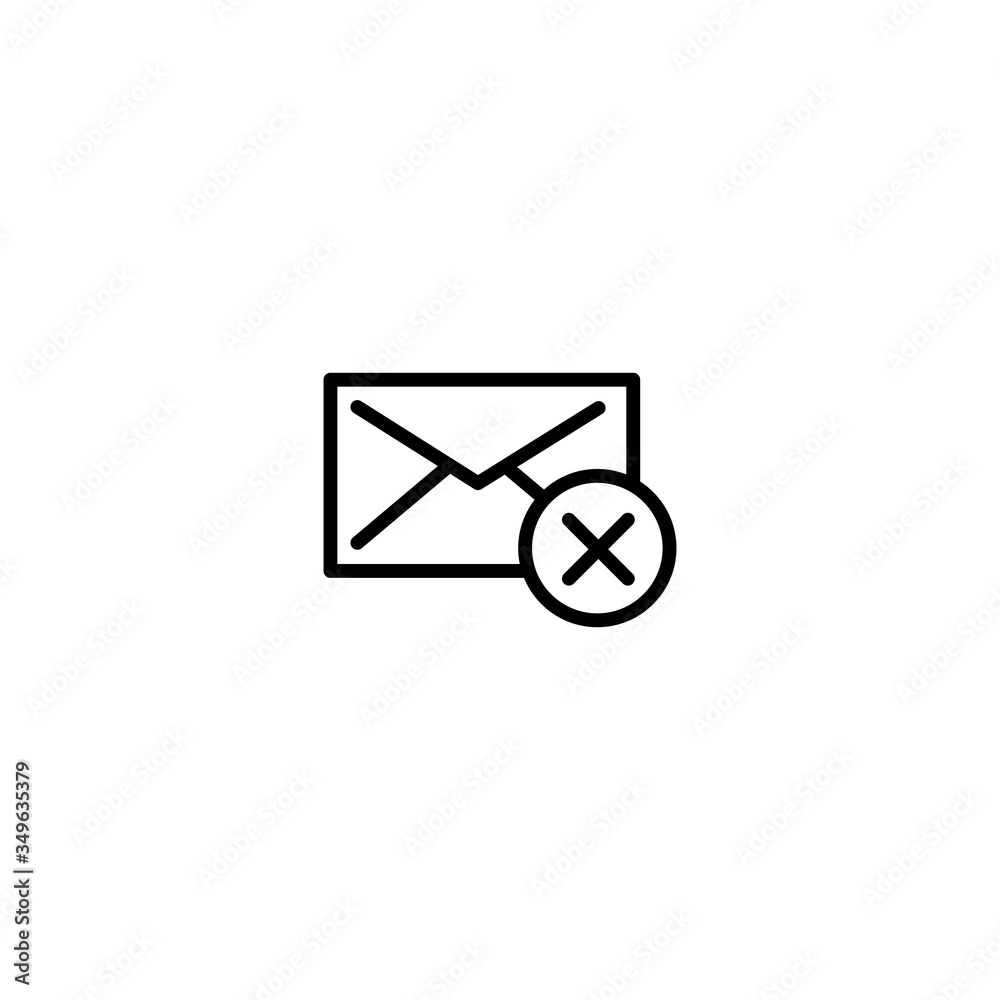 Email notification icon with cancel sign. Removing email symbol. Email notification icon with cancel sign. Removing email symbol.