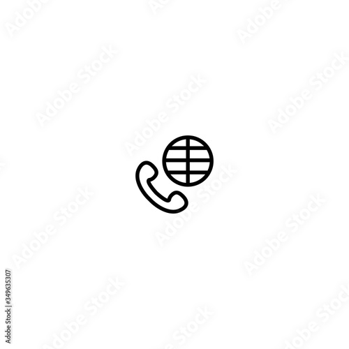 International call icon. Telephone with globe sign. Line icon design.