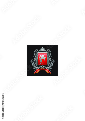 Flag Badge Shield Crest Label Armor Luxury Silver Design Vector Element