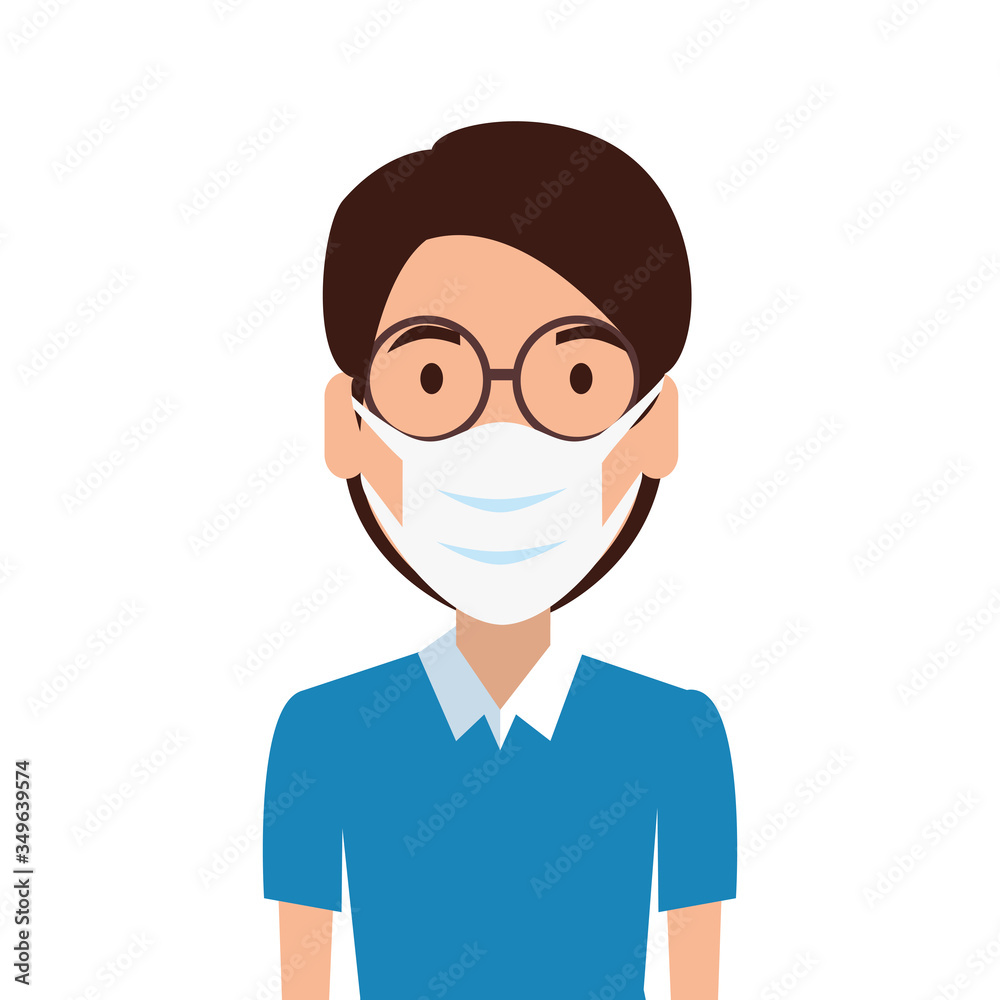 man using face mask with eyeglasses isolated icon vector illustration design man using face mask with eyeglasses isolated icon vector illustration design