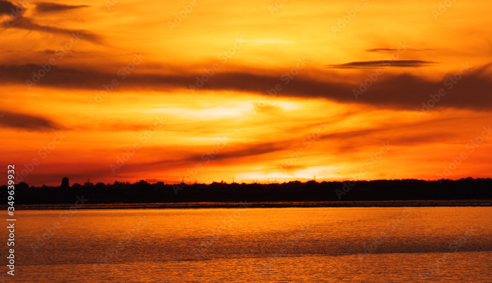 sunset over the river