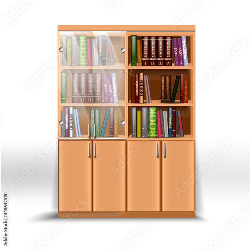 Double office bookcase, with a set of books on different subjects
