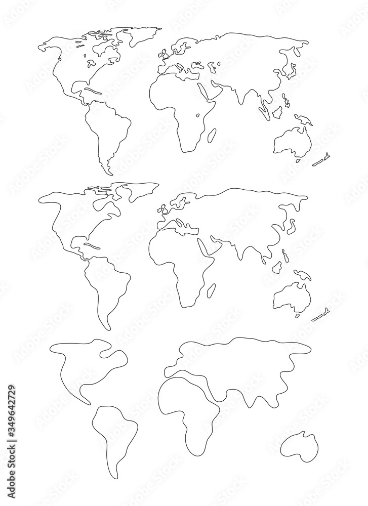 vector set of abstract world maps