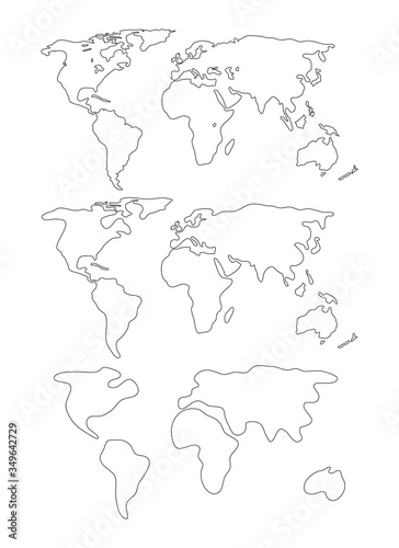 vector set of abstract world maps