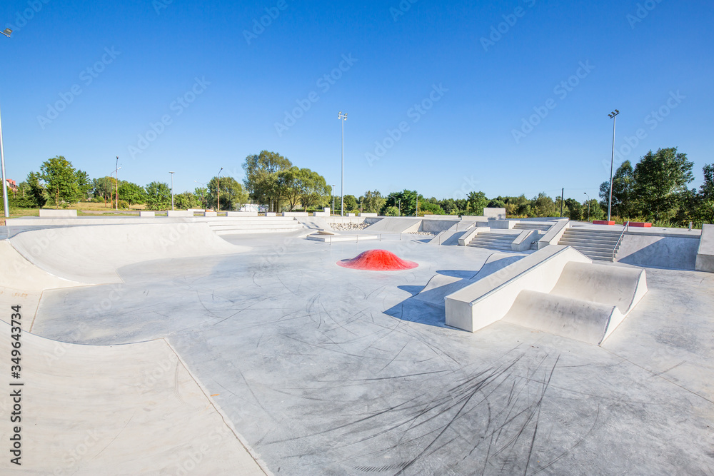 skate-park-in-the-daytime-urban-design-concrete-skatepark-stock-photo