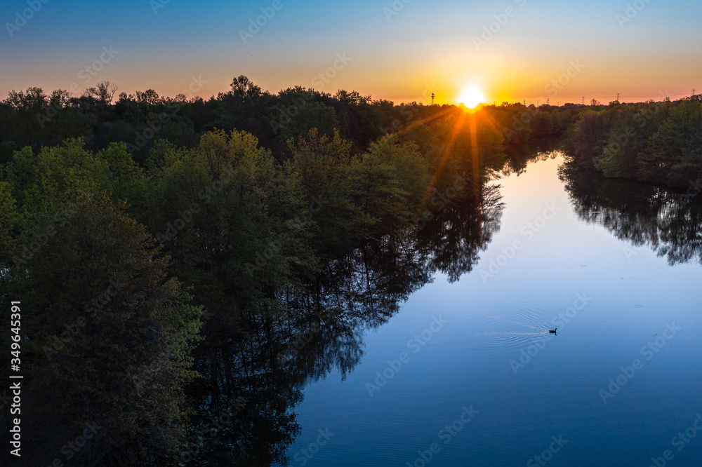 Obraz premium Aerial Sunrise in Plainsboro New Jersey