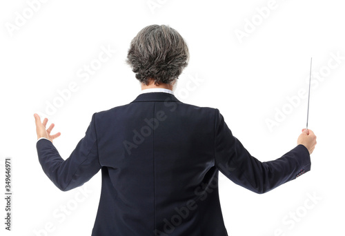Bild auf Leinwand Senior male conductor on white background