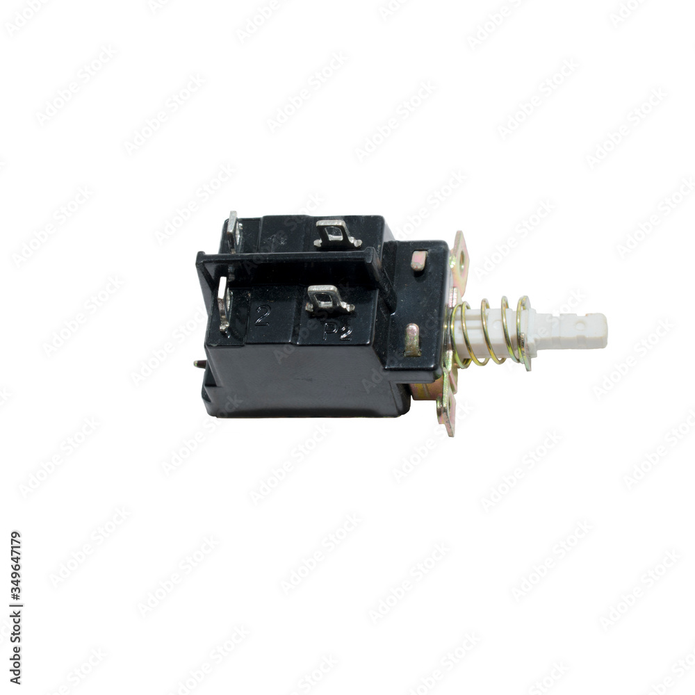 Isolated Black push latching switch spdt Isolated Black push latching switch spdt