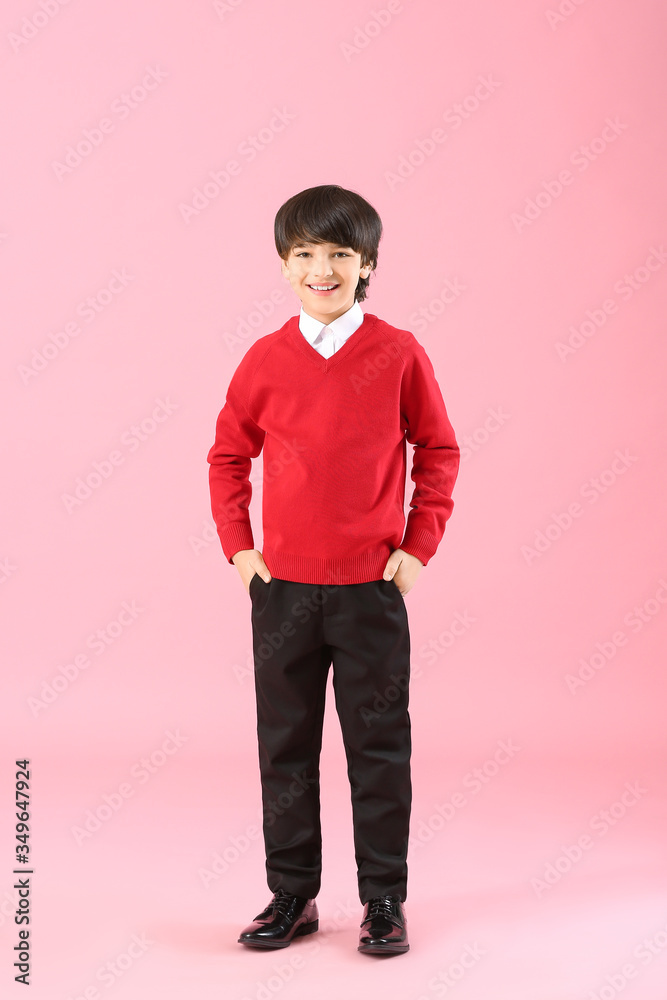 Cute little pupil on color background Cute little pupil on color background