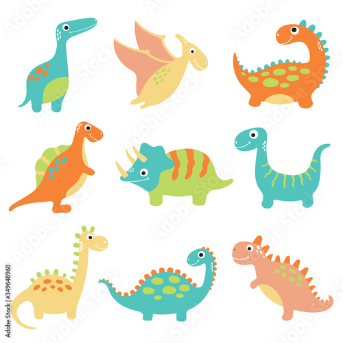 Fototapeta Naklejka Na Ścianę i Meble -  Cute vector dinosaurs isolated
