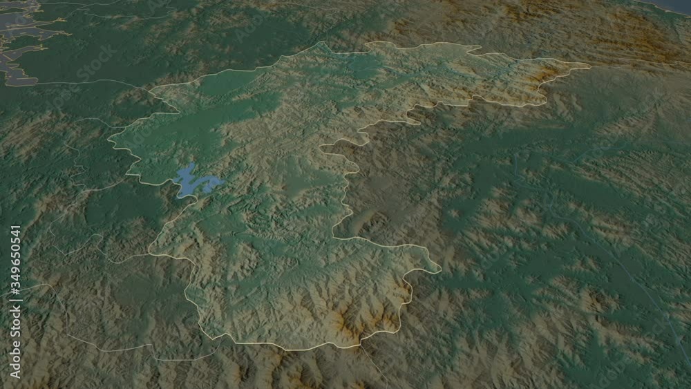 Chungcheongbuk-do, province with its capital, zoomed and extruded on the relief map of South Korea in the conformal Stereographic projection. Animation 3D Chungcheongbuk-do, province with its capital, zoomed and extruded on the relief map of South Korea in the conformal Stereographic projection. Animation 3D