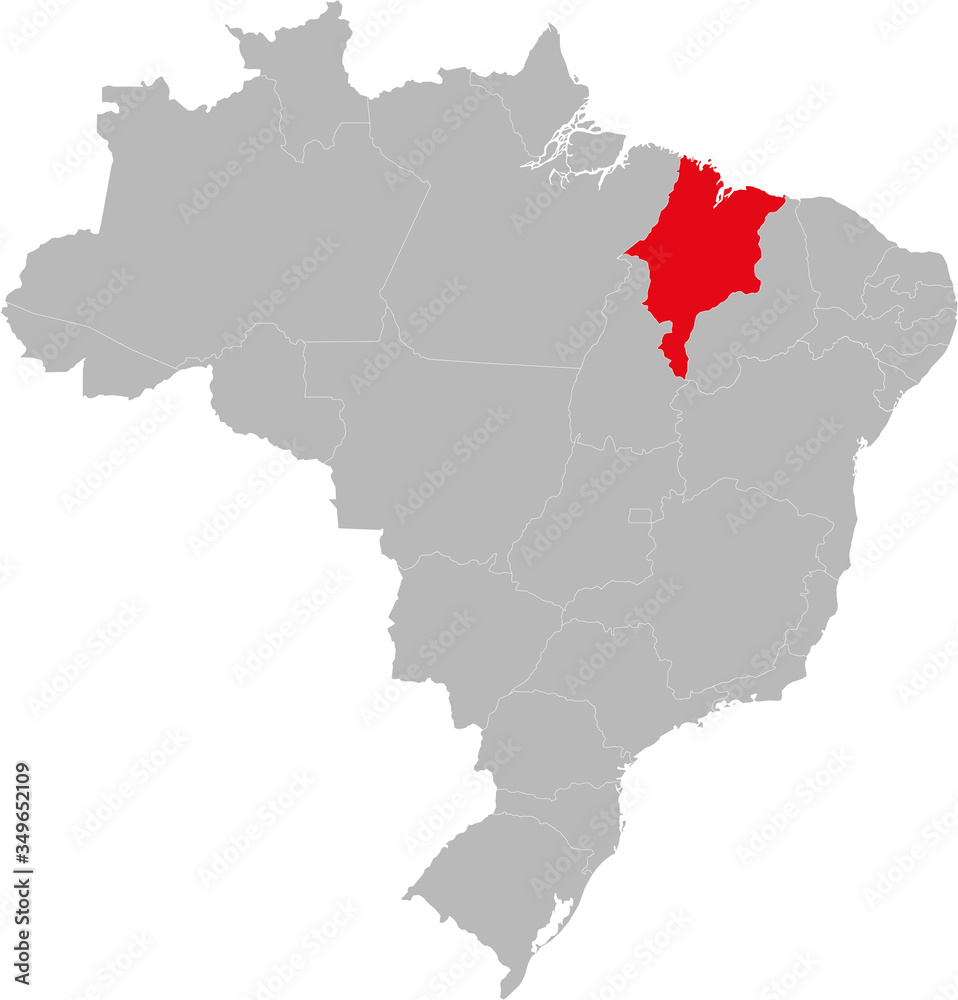 Maranhão state highlighted on Brazil map. Business concepts and backgrounds.