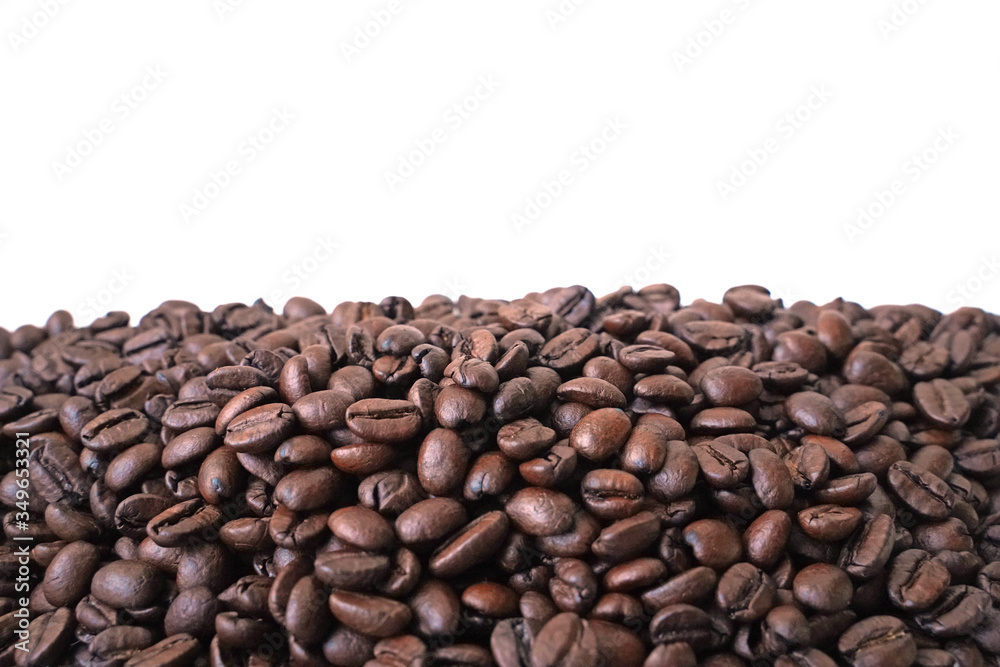 strip of coffee beans on a white background. strip of coffee beans on a white background.