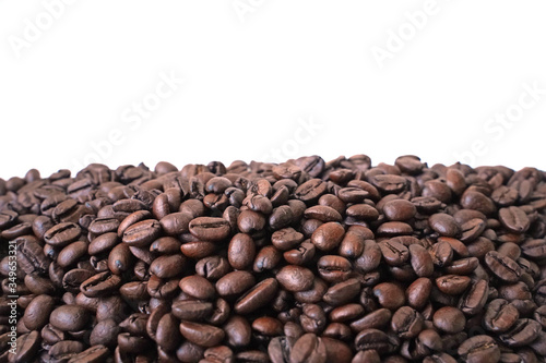 strip of coffee beans on a white background.
