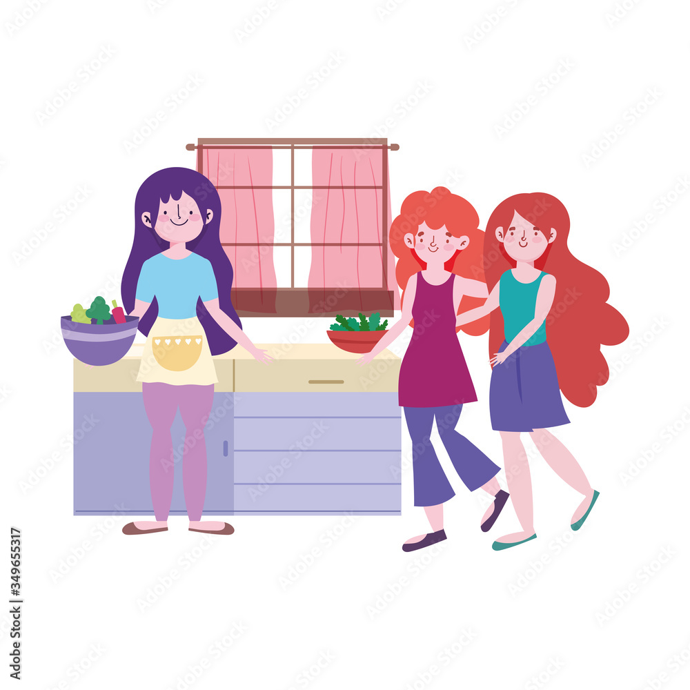 people cooking, little girls with food in bowls kitchen design people cooking, little girls with food in bowls kitchen design