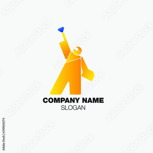 Hygiene, Disinfection and Decontamination Company Logo Vector. A man wearing personal protective equipment , google and mask