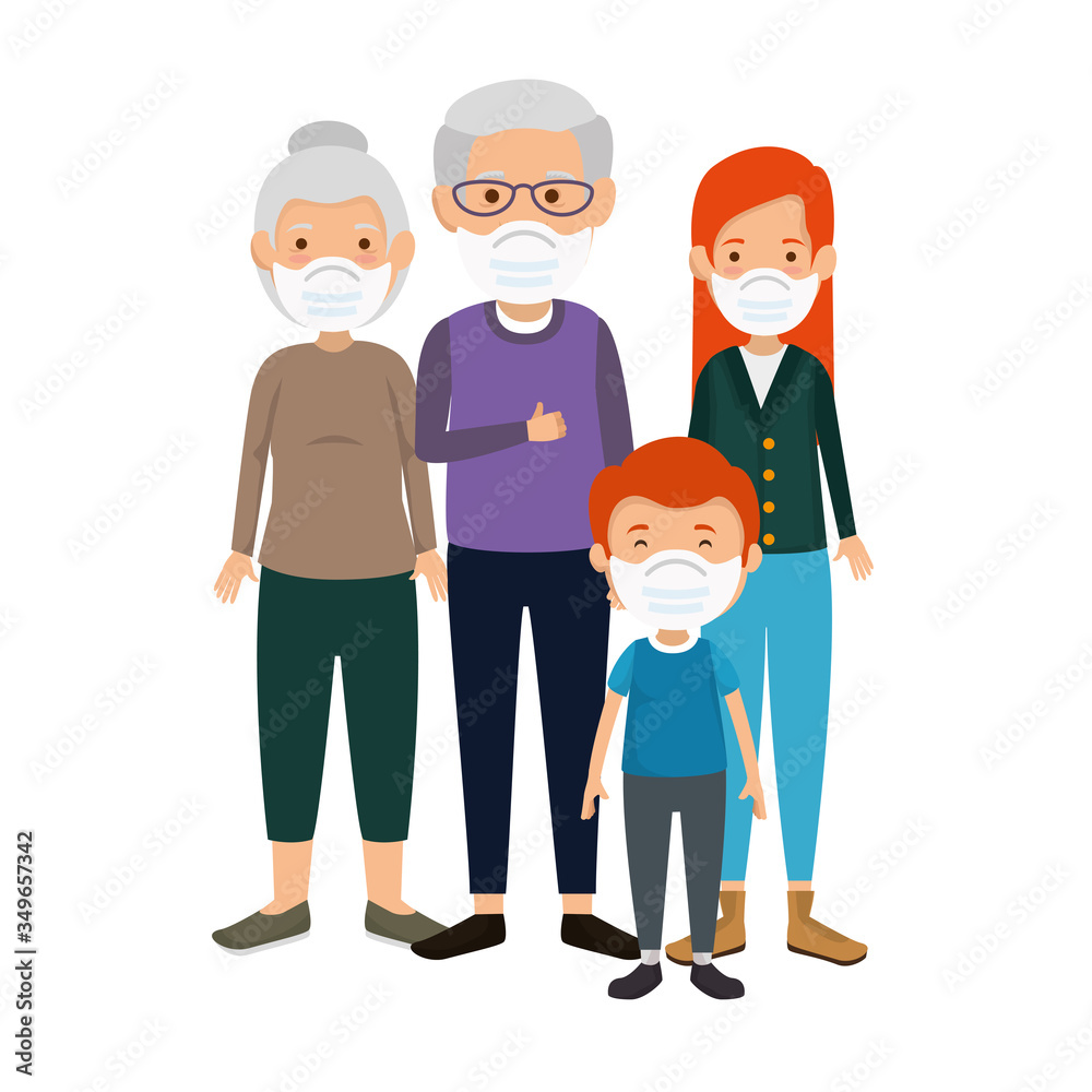 Fototapeta premium family members using face mask vector illustration design