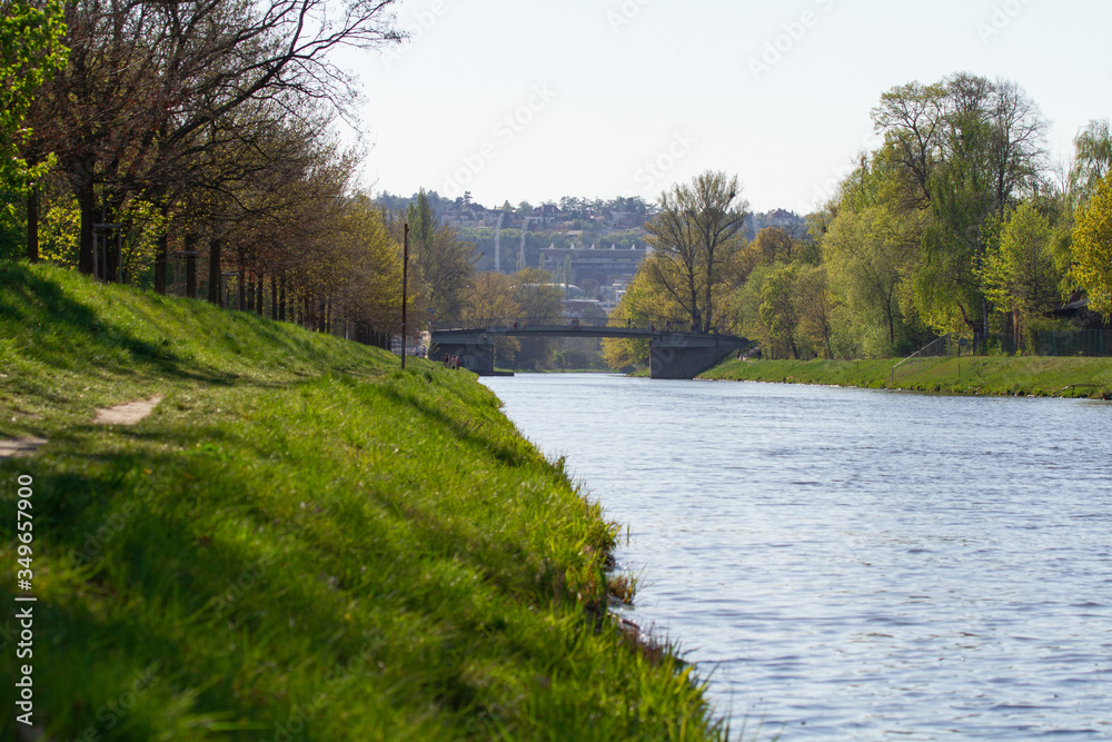 
Czech river Vltava in Prague and landscape around