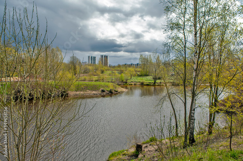 The place where the Lubya (Luppa) flows into the Okhta River. St. Petersburg. Russia photo