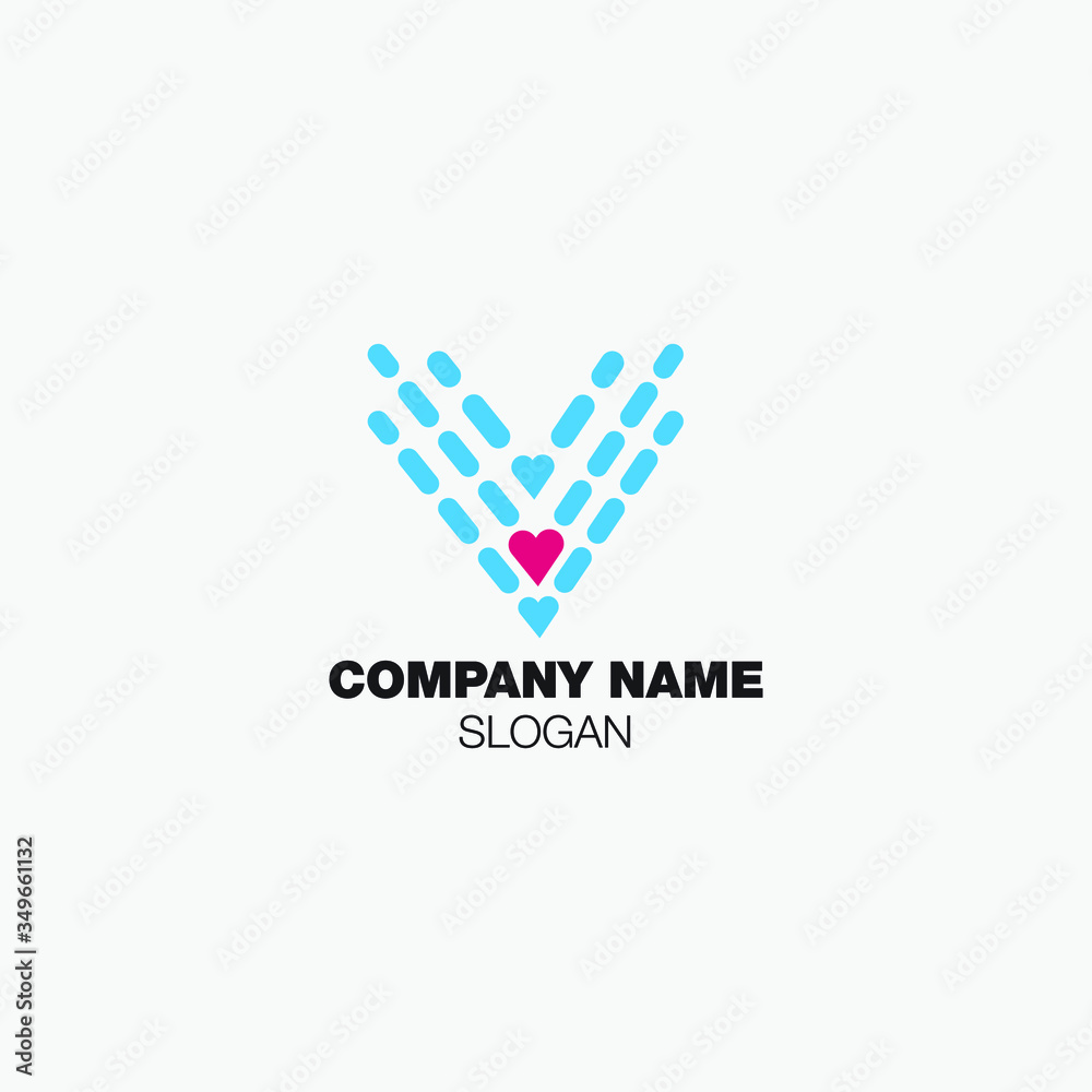 Abstract water spraying with heart shape logo for company Abstract water spraying with heart shape logo for company