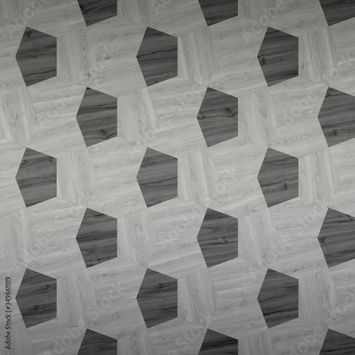 Fragment multicolored parquet for decoration. The texture for use in graphic and architectural project. Pattern of wood panel for background. 3D illustration.