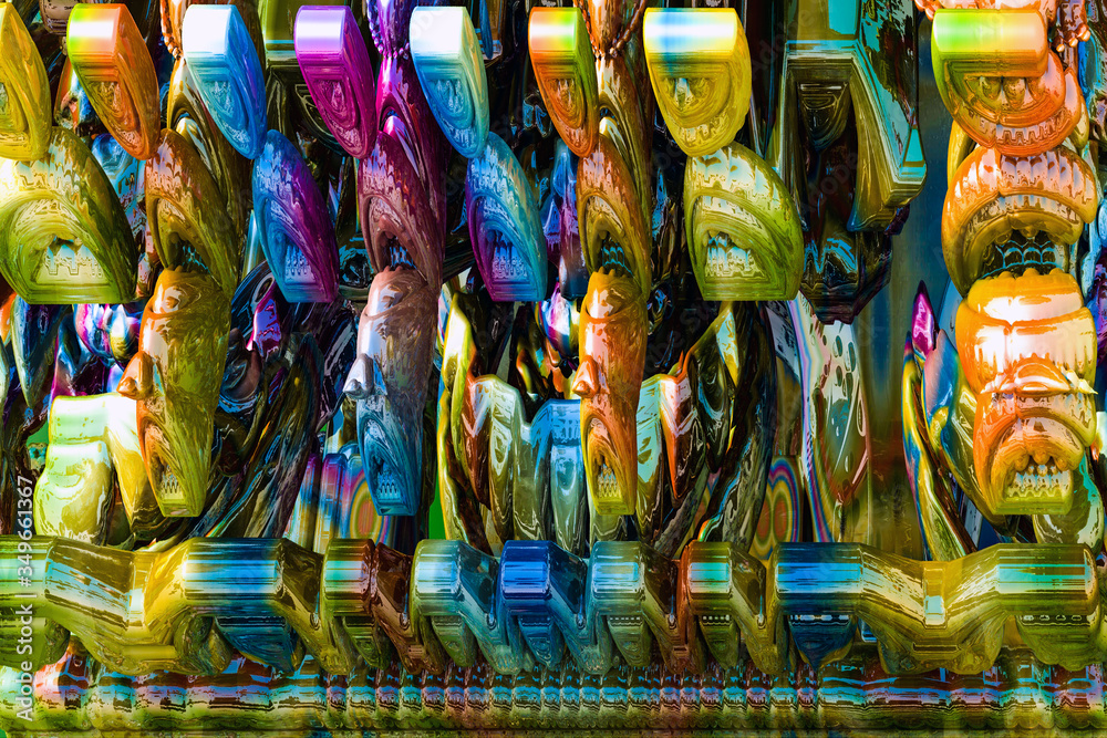 Naklejka premium 3D render. The embossed background texture, 3d illustration, volumetric drawing. Textures for the design. Three-dimensional texture. 3D Fractal shape.