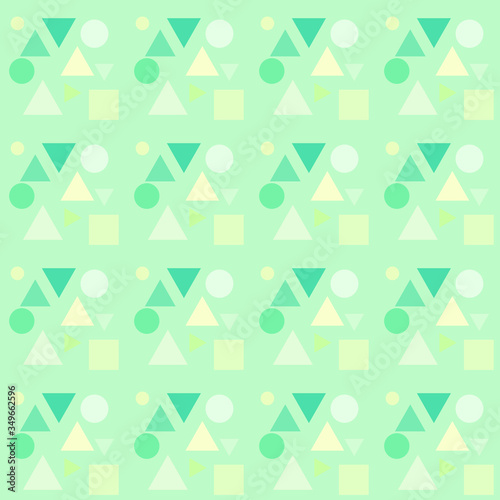 Seamless multicolored abstract patterns in the form of geometric shapes.