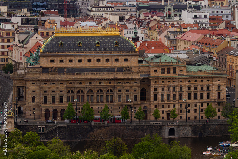 
The National Theater in Prague in the Czech Republic near the Vltava river in the spring