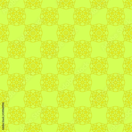 seamless decorative monochrome pattern. beautiful yellow ornament. delicate light green background.