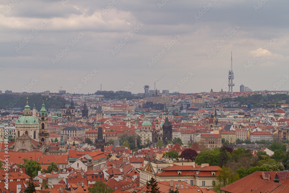 view of Prague and its architecture and Czech houses and roofs