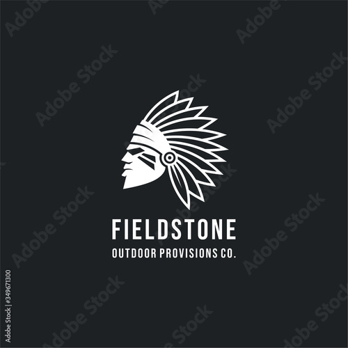 Native American Indian Chief head logo design vector icon