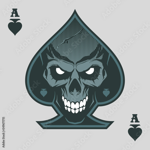 Ace of Spades with Skull Playing Card Emblem
