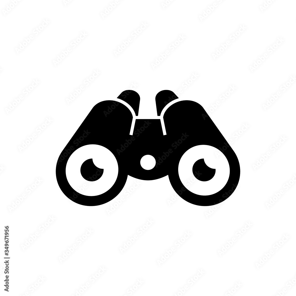 binoculars icon template, Traffic warning symbol vector sign in black flat shape design on white background binoculars icon template, Traffic warning symbol vector sign in black flat shape design on white background