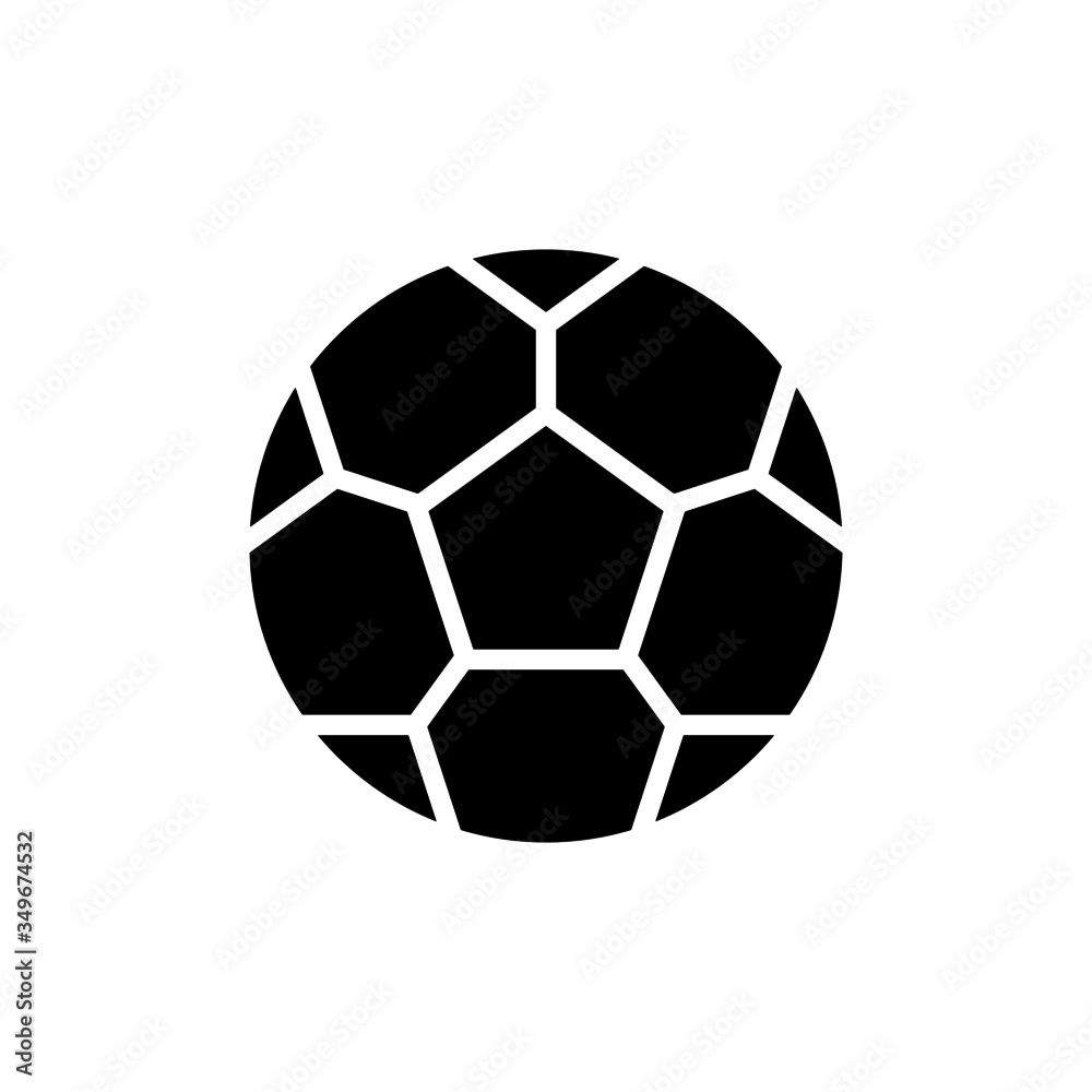 Football ball icon, Soccer ball symbol  in black flat shape design on white background