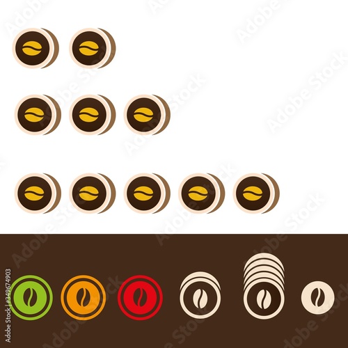 Coffee beans roast level icons.