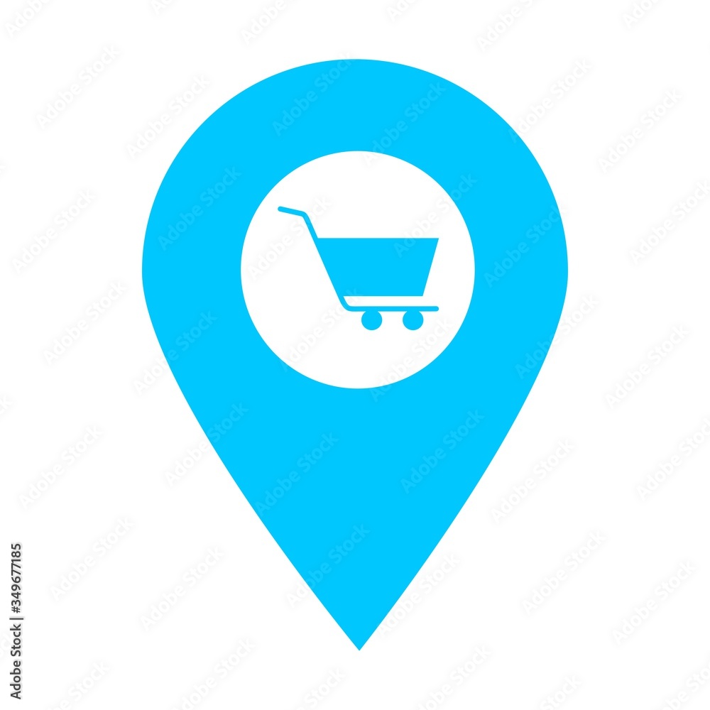 Shopping store location map pin pointer icon. Element of map point for mobile concept and web apps. Icon for website design and app development. Premium shopping cart, trolley icon sign. Shopping store location map pin pointer icon. Element of map point for mobile concept and web apps. Icon for website design and app development. Premium shopping cart, trolley icon sign.