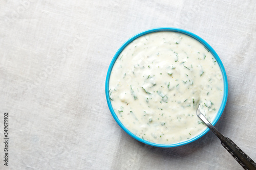 Homemade ranch dressing in a dish