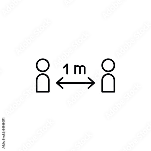 Social distancing. Distance of 1 meter between the people. Keep a safe simple thin line icon vector illustration.