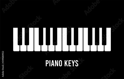 set of piano keys in illustration, black and white