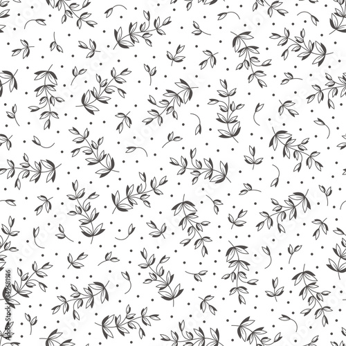 Seamless pattern with hand drawn flowers, vector illustration