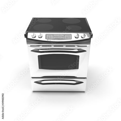 3d image of compact oven with induction cooktop 04