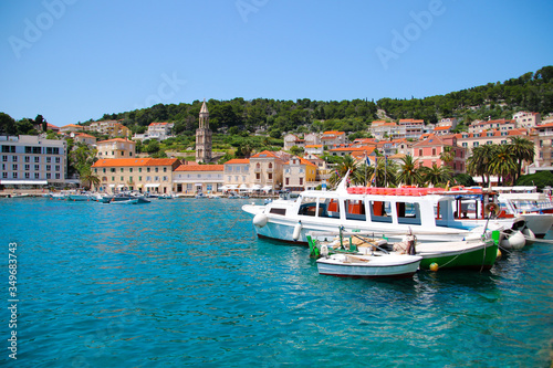 Port of Hvar in Croatia - Picturesque harbor on the island of Hvar in the Adriatic Sea