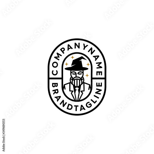 intelligence male wizard logo premium vector