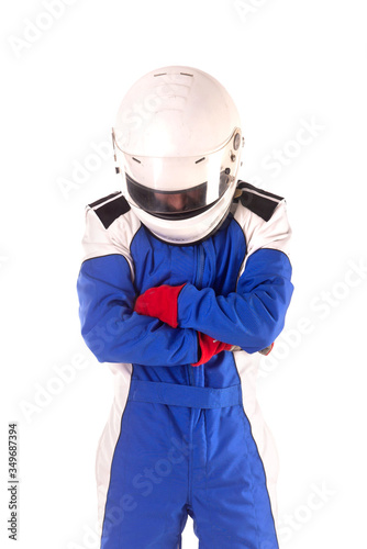 Race car pilot posing isolated © verkoka